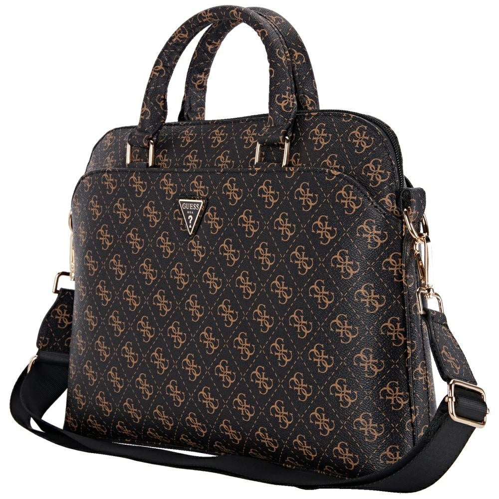 Guess New 4G Zipper Pocket Triangle Logo 15" Laptop Bag - sort