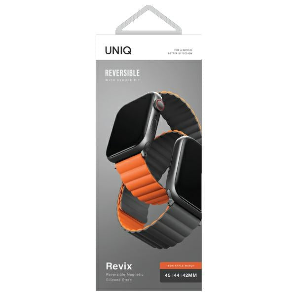 Uniq Revix magnetrem til Apple Watch 42 / 44 / 45 / 49 mm - sort og orange