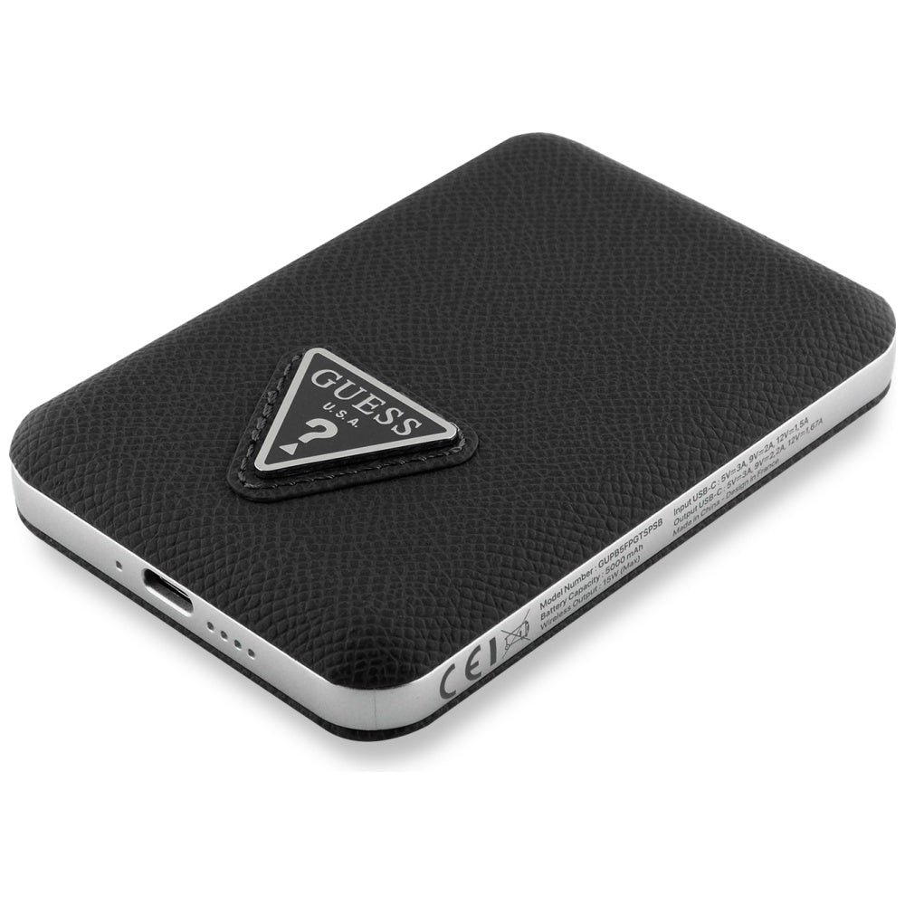 Guess Grained Triangle Powerbank med MagSafe 5000mAh 15W USB-C - sort