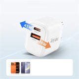 Tech-Protect NCA45W-GAN 2-port 45W vægoplader - hvid