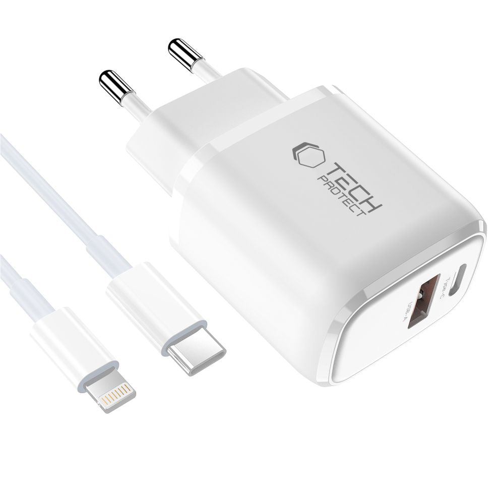 Tech-Protect NCA45W-GAN 2-port 45W vægoplader - hvid