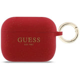 Guess Silicone Glitter Ring Case til AirPods Pro 3 - Rød og Glitter