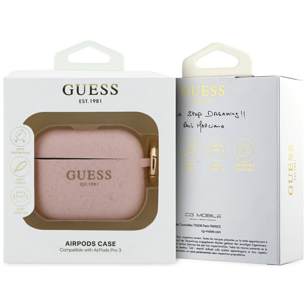 Guess silikone glitter ringkasse til AirPods Pro 3 - Pink