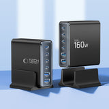 Tech-Protect DC160W-GAN 6-port 160W vægoplader - sort