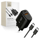 Tech-Protect NCA45W-GAN 2-Port 45W Wall Charger med USB-C-kabel - sort