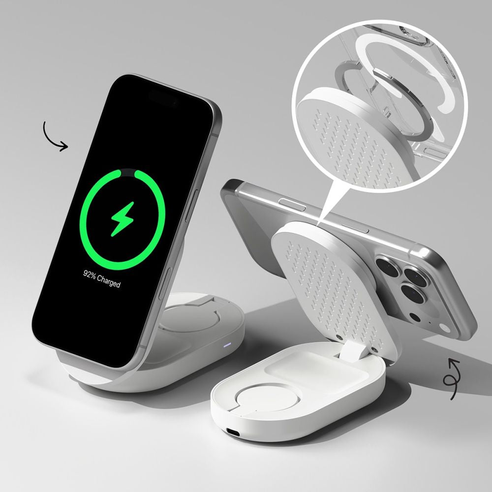 Ringke QI2.2 25W 3in1 Magnetic MagSafe Inductive Charger - White