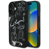 Karl Lagerfeld Grained Pattern & Logo MagSafe Case til iPhone 16 - sort