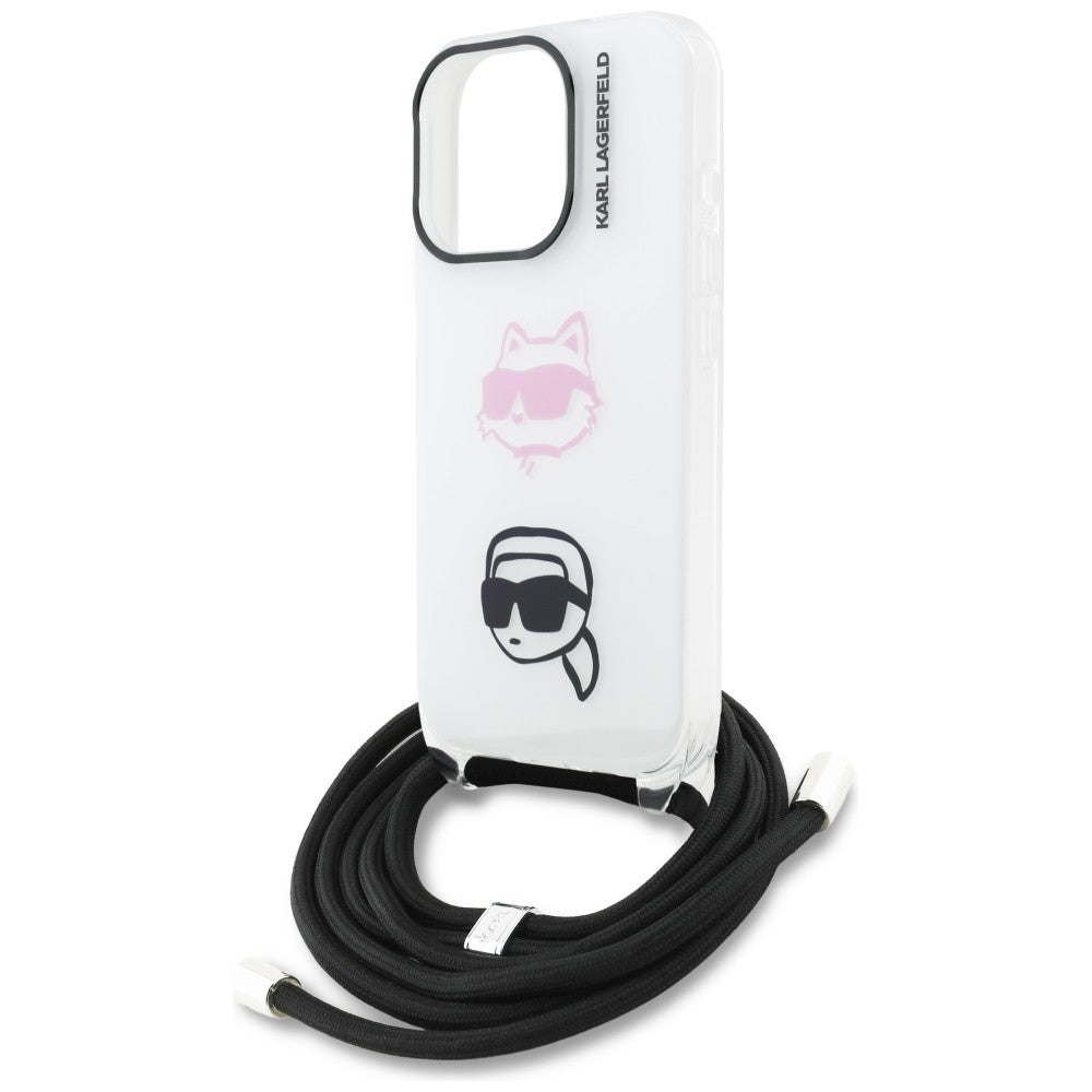 Karl Lagerfeld IML Crossbody Karl&Choupette Head Case til iPhone 16 Pro - Hvid
