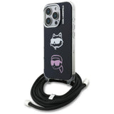 Karl Lagerfeld IML Crossbody Karl&Choupette Head Case til iPhone 16 Pro - sort
