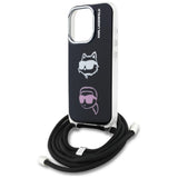 Karl Lagerfeld IML Crossbody Karl&Choupette Head Case til iPhone 16 Pro - sort