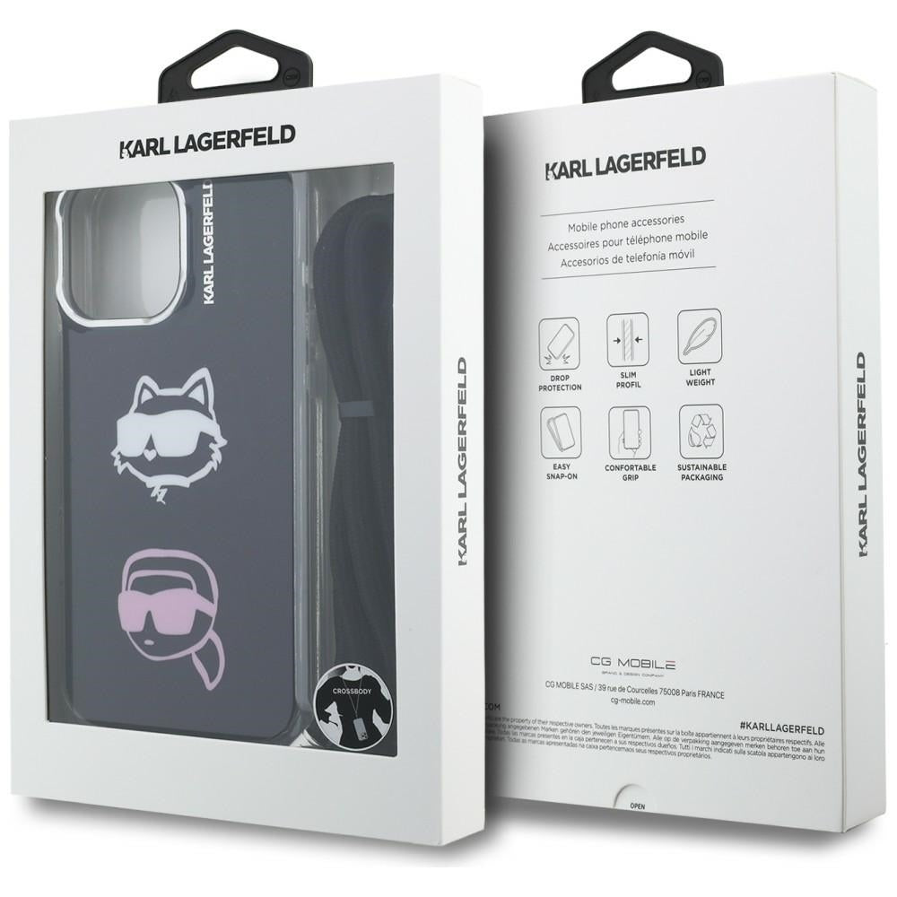 Karl Lagerfeld IML Crossbody Karl&Choupette Head Case til iPhone 16 Pro - sort