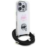 Karl Lagerfeld IML Crossbody Karl&Choupette Head Case til iPhone 16 Pro Max - Hvid