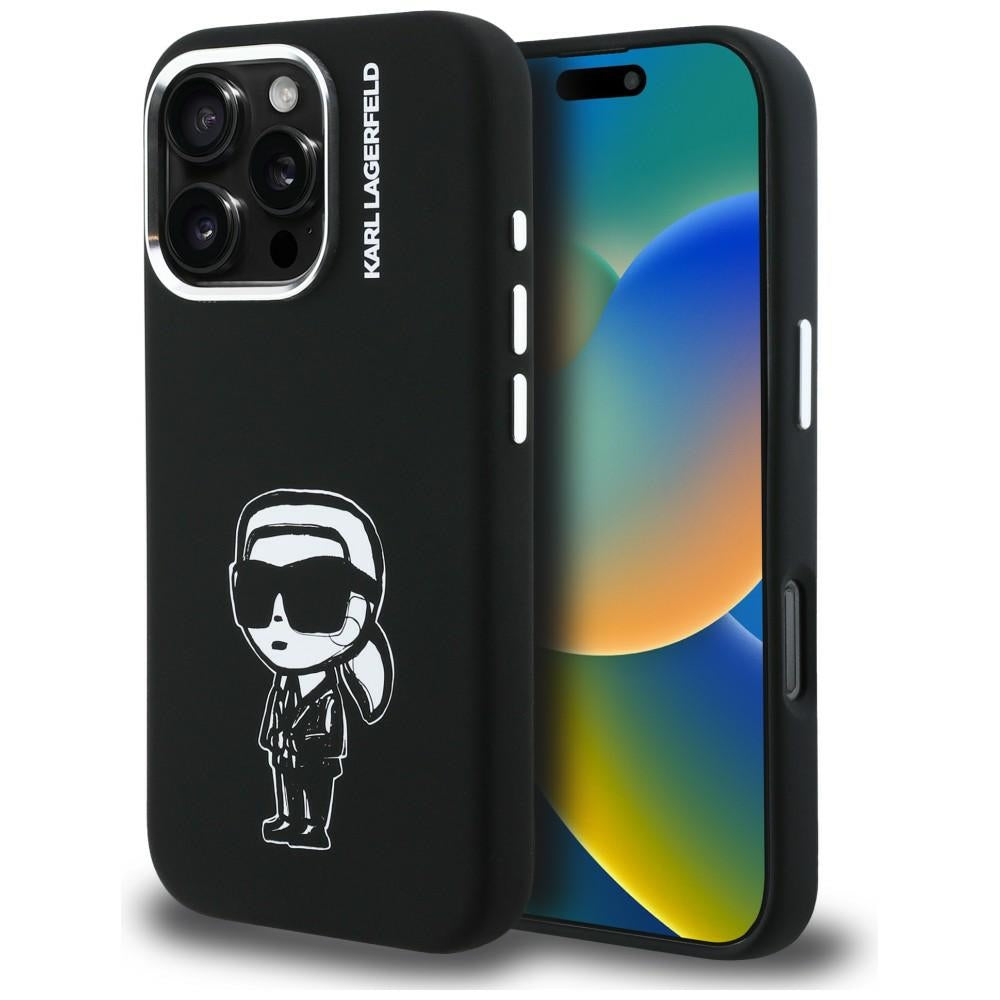 Karl Lagerfeld Silicone Karl Sketch MagSafe Case til iPhone 16 Pro - sort