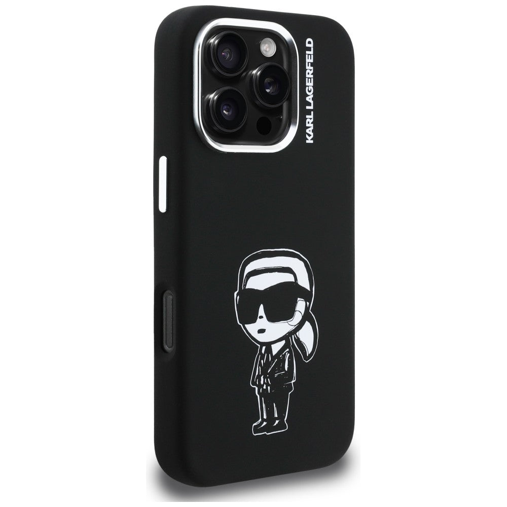 Karl Lagerfeld Silicone Karl Sketch MagSafe Case til iPhone 16 Pro - sort