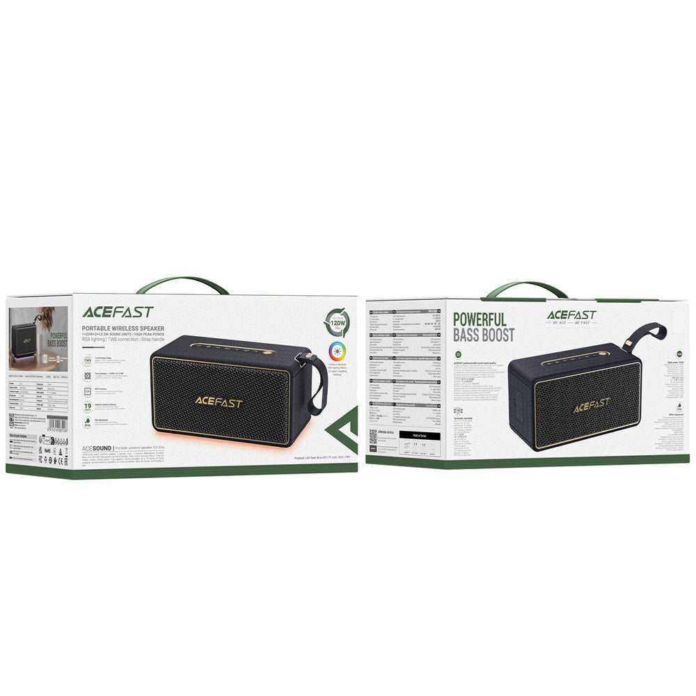 Acefast K3 Ultra Wireless Speaker with RGB Backlight Bluetooth 5.4 - Black