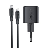 Acefast A118 30W GaN USB-C Wall Charger with 1.2m USB-C to Lightning Cable - Black