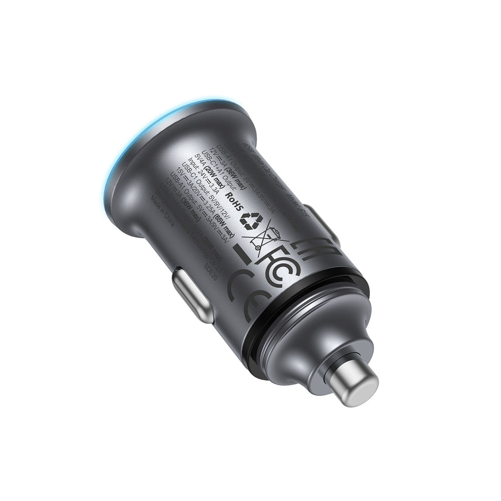 Acefast B15 65W USB-A + USB-C Car Charger - Gray