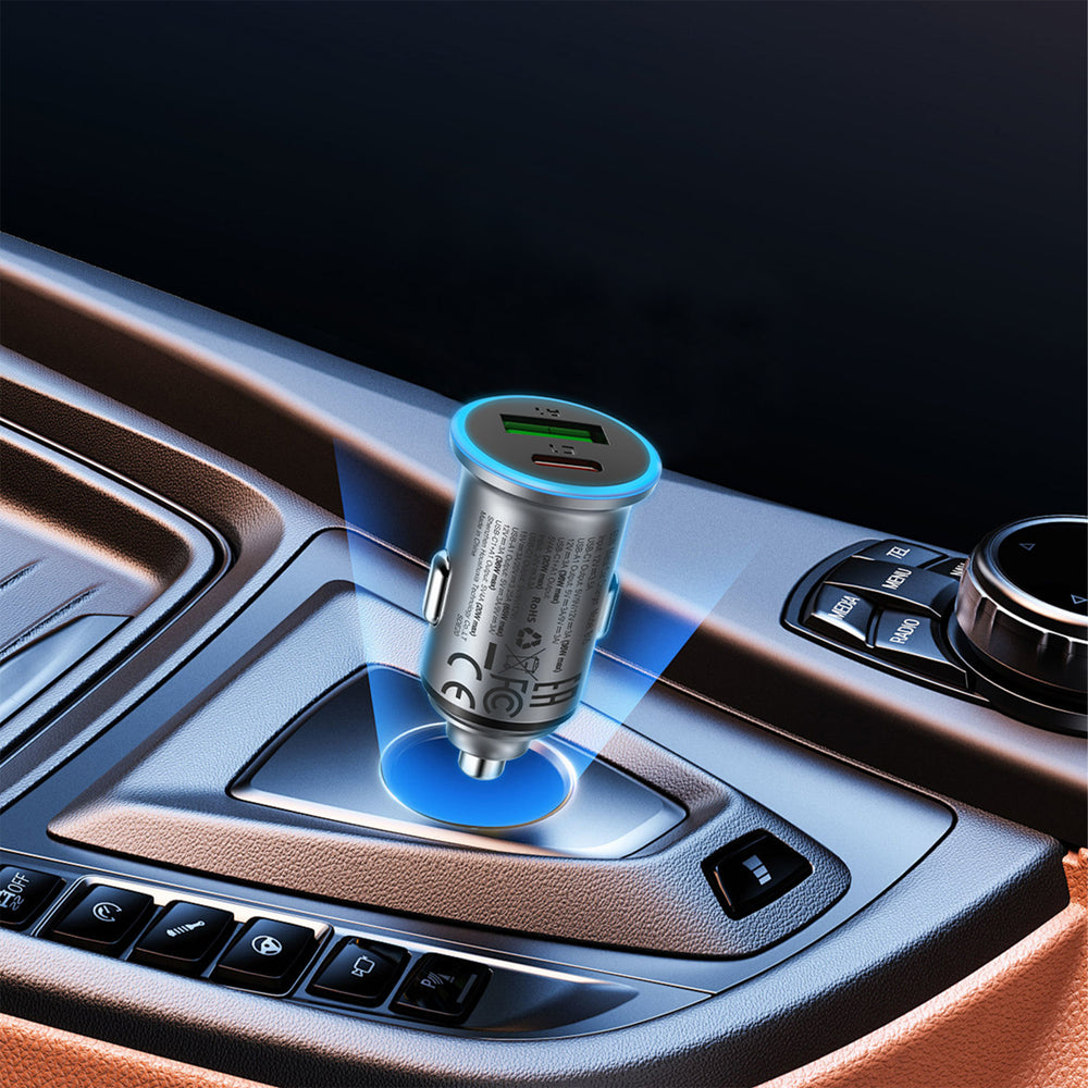 Acefast B15 65W USB-A + USB-C Car Charger - Gray