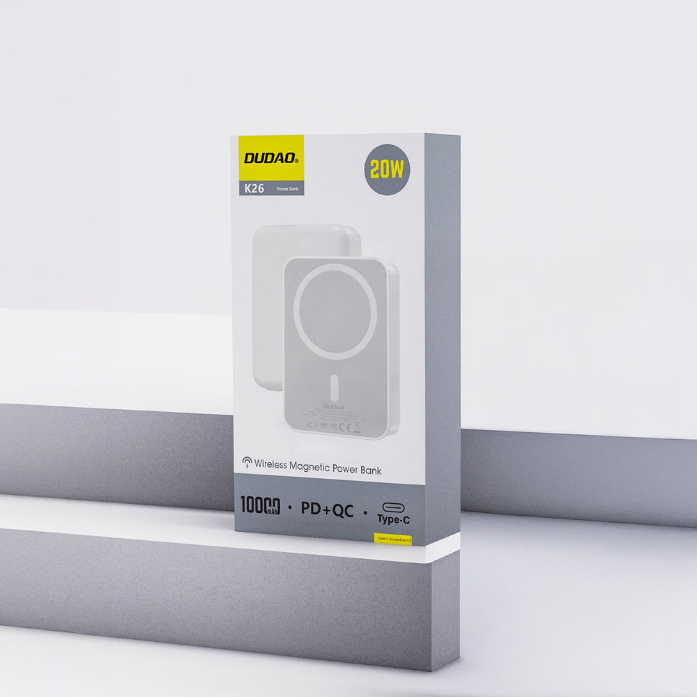 Dudao K26 Power Bank 10000mAh 20W USB-A / USB-C / MagSafe - hvid
