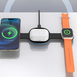 Dudao A11S 3-in-1 Wireless Charger Compatible with MagSafe Smartphone Smartwatch Headphones - Black
