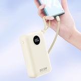 Dudao K14+ Powerbank 20000mAh 22,5W USB-C / USB-A / Indbygget Lightning og USB-C Kabler - Hvid