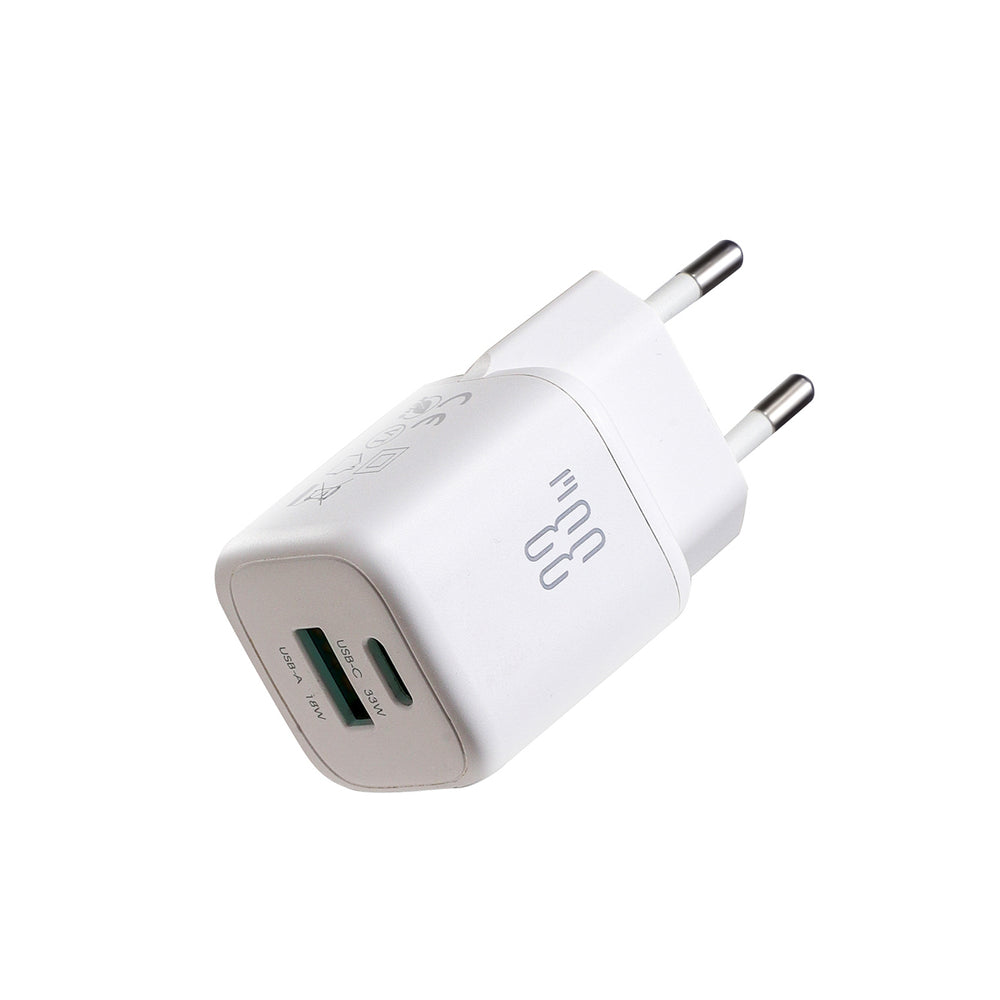 Joyroom JR-TG7 33W USB-A + USB-C Wall Charger med 60W USB-C til USB-C 1m Kabel - Hvid