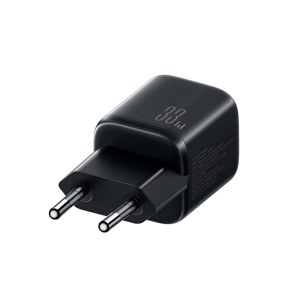 Joyroom JR-TG7 33W USB-A + USB-C Wall Charger med 60W USB-C til USB-C 1m Kabel - sort
