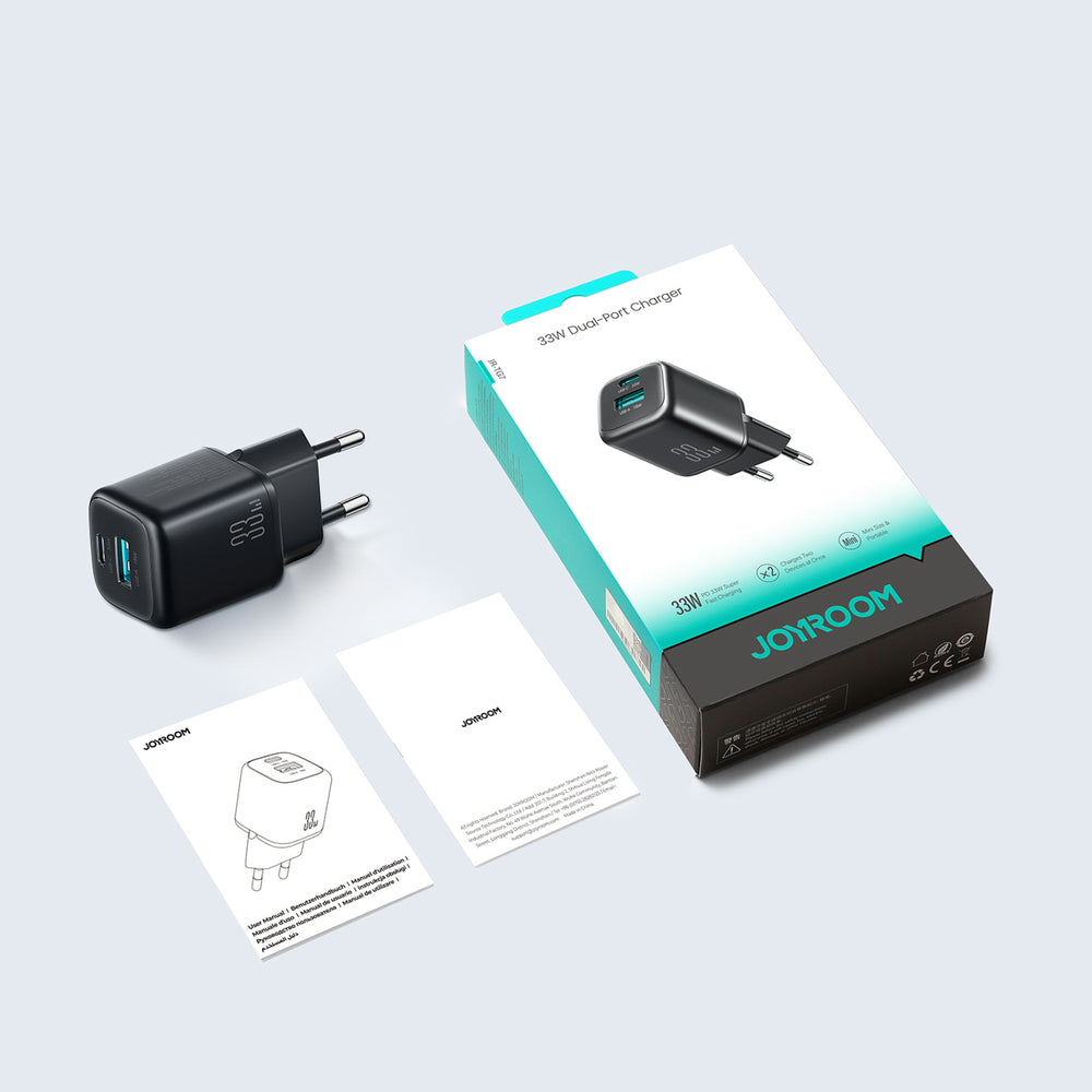 Joyroom JR-TG7 33W USB-A + USB-C Wall Charger - sort