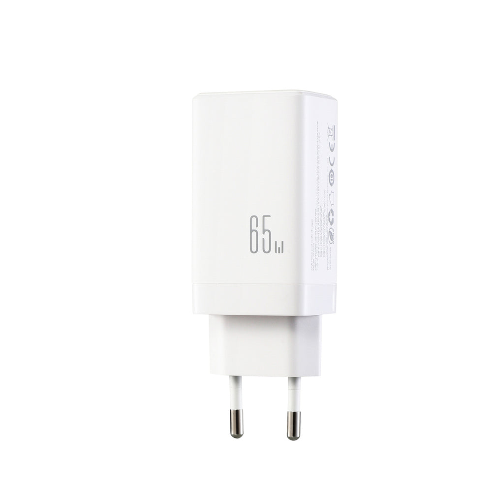 Joyroom JR-TG10 65W GaN 2x USB-C + USB-A vægoplader med 100W USB-C - USB-C 1,2m kabel - hvid