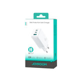 Joyroom JR-TG10 65W GaN 2x USB-C + USB-A vægoplader med 100W USB-C - USB-C 1,2m kabel - hvid