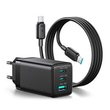 Joyroom JR-TG10 65W GaN 2x USB-C + USB-A vægoplader med 100W USB-C - USB-C 1,2m kabel - sort
