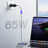 Joyroom JR-TG10 65W GaN 2x USB-C + USB-A vægoplader med 100W USB-C - USB-C 1,2m kabel - sort