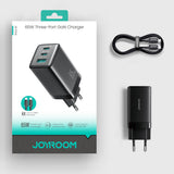 Joyroom JR-TG10 65W GaN 2x USB-C + USB-A vægoplader med 100W USB-C - USB-C 1,2m kabel - sort