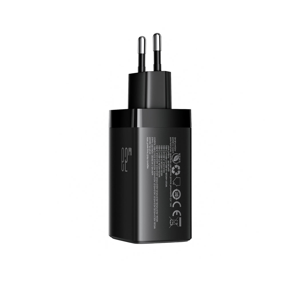 Joyroom JR-TG10 65W GaN 2x USB-C + USB-A vægoplader med 100W USB-C - USB-C 1,2m kabel - sort