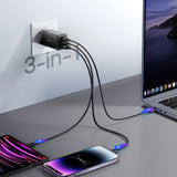 Joyroom JR-TG10 65W GaN 2x USB-C + USB-A vægoplader med 100W USB-C - USB-C 1,2m kabel - sort