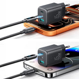 Joyroom JR-TO1 GaN 45 USB-C Lightning USB-A Wall Charger - sort