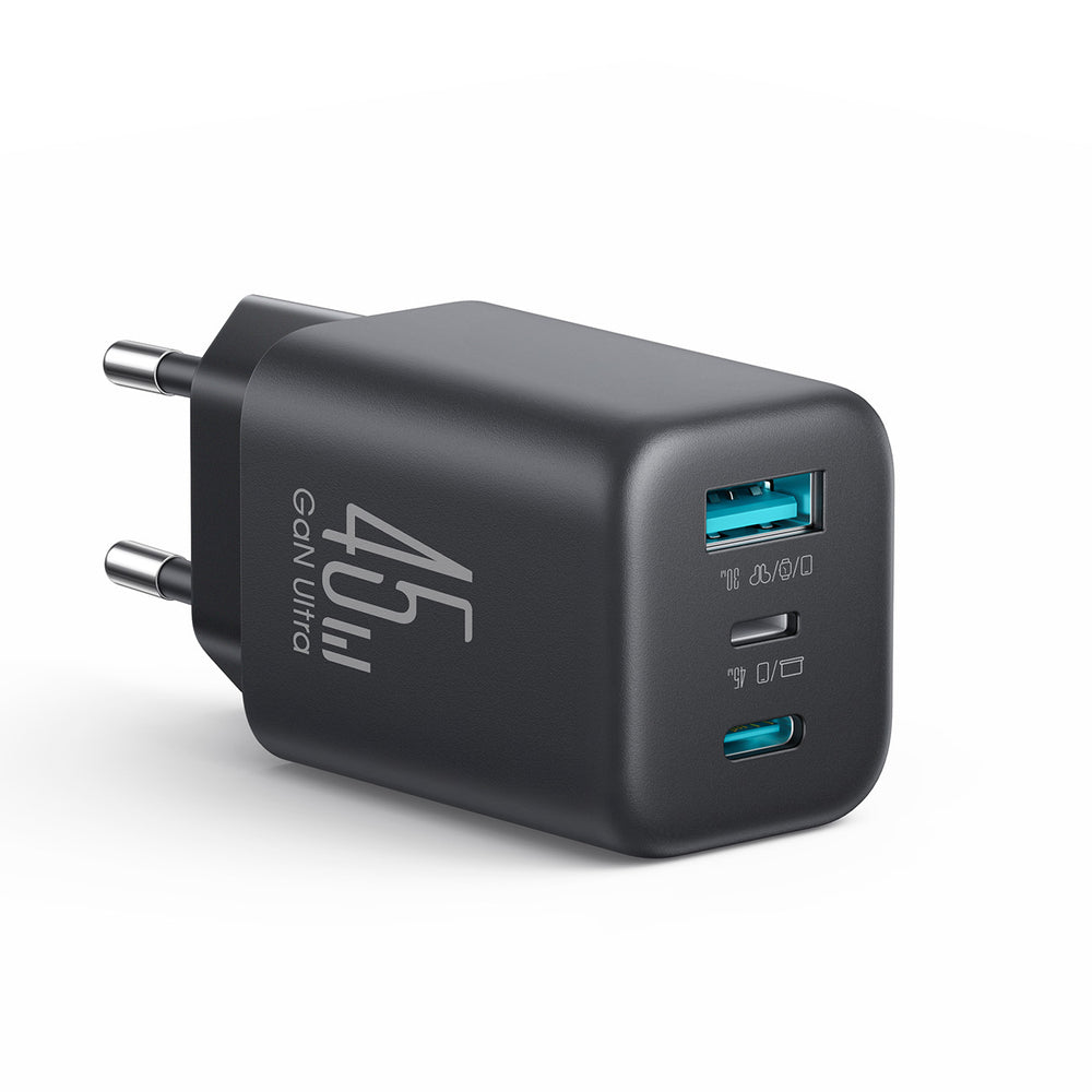 Joyroom JR-TO1 GaN 45 USB-C Lightning USB-A Wall Charger - sort