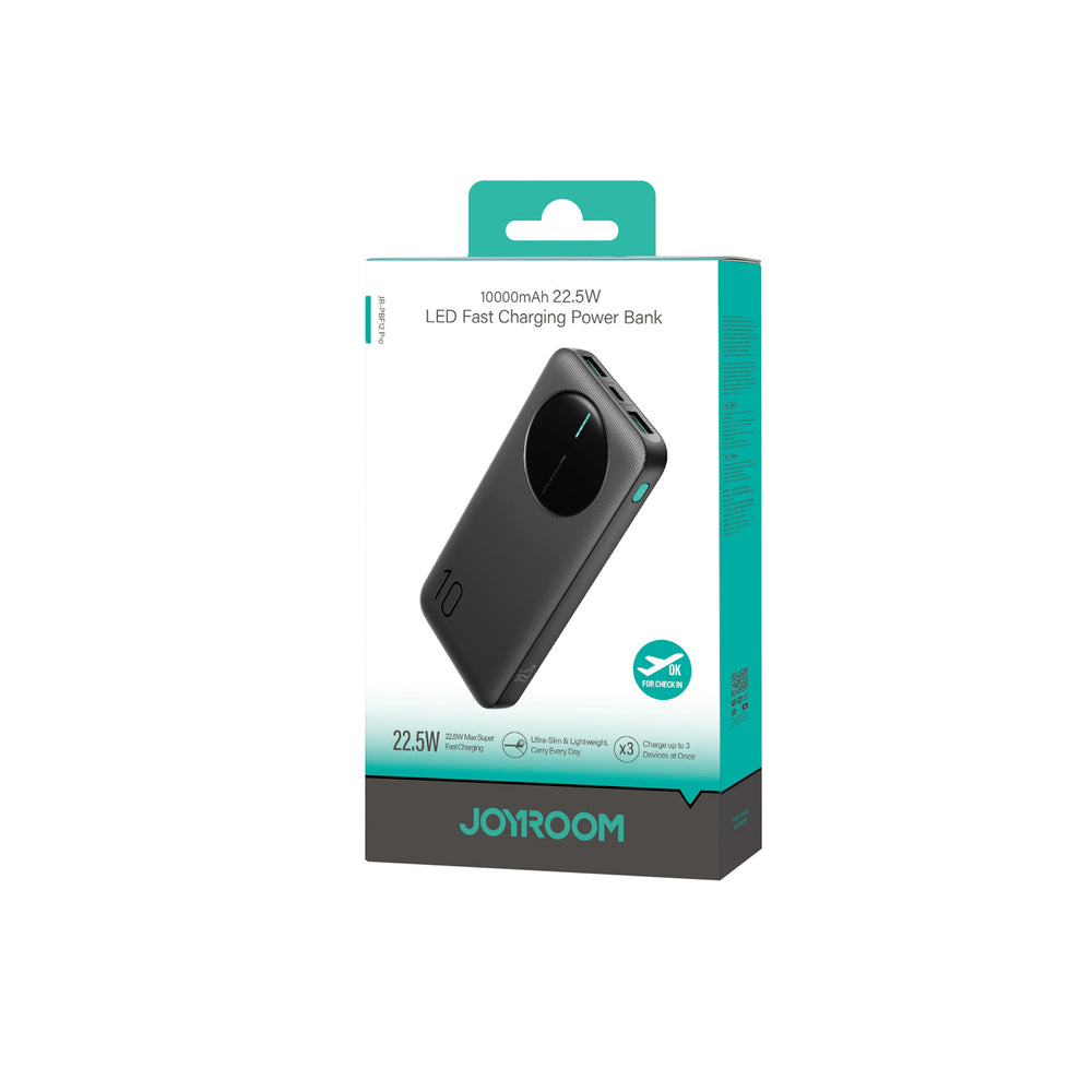 Joyroom JR-PBF12 Pro Powerbank 22.5W 10000mAh med Digital Display 2x USB-A 1x USB-C - sort