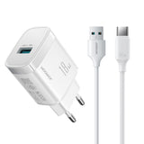 Joyroom JR-TF4 18W vægoplader med 3A USB-A - USB-C 1m kabel - hvid
