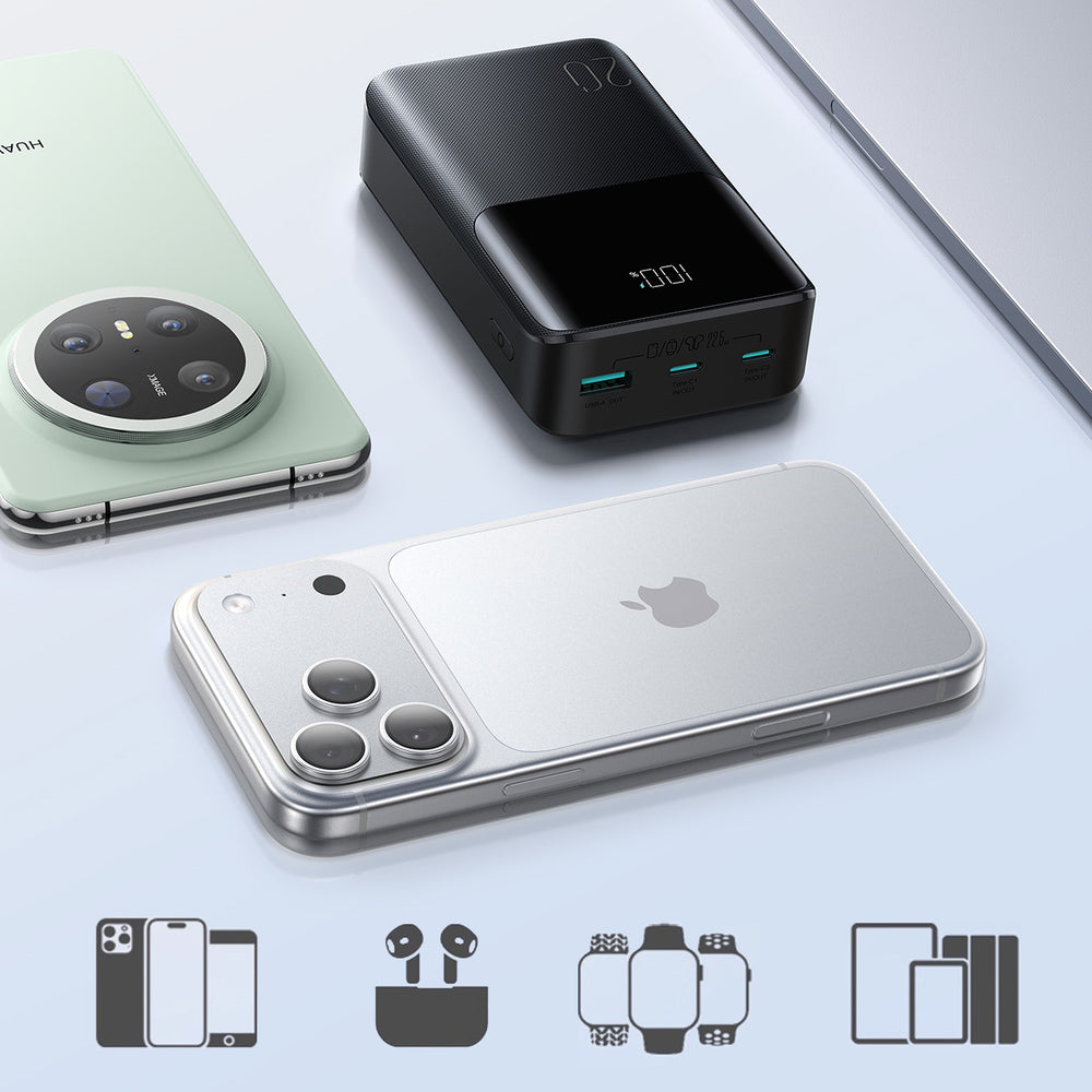 Joyroom JR-QP192 Star Series Mini 20000mAh 22.5W Powerbank med digital skærm - sort