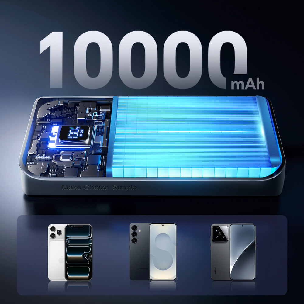 Joyroom JR-QP191 Star Series Mini 10000mAh 22.5W Powerbank med digital skærm - sort