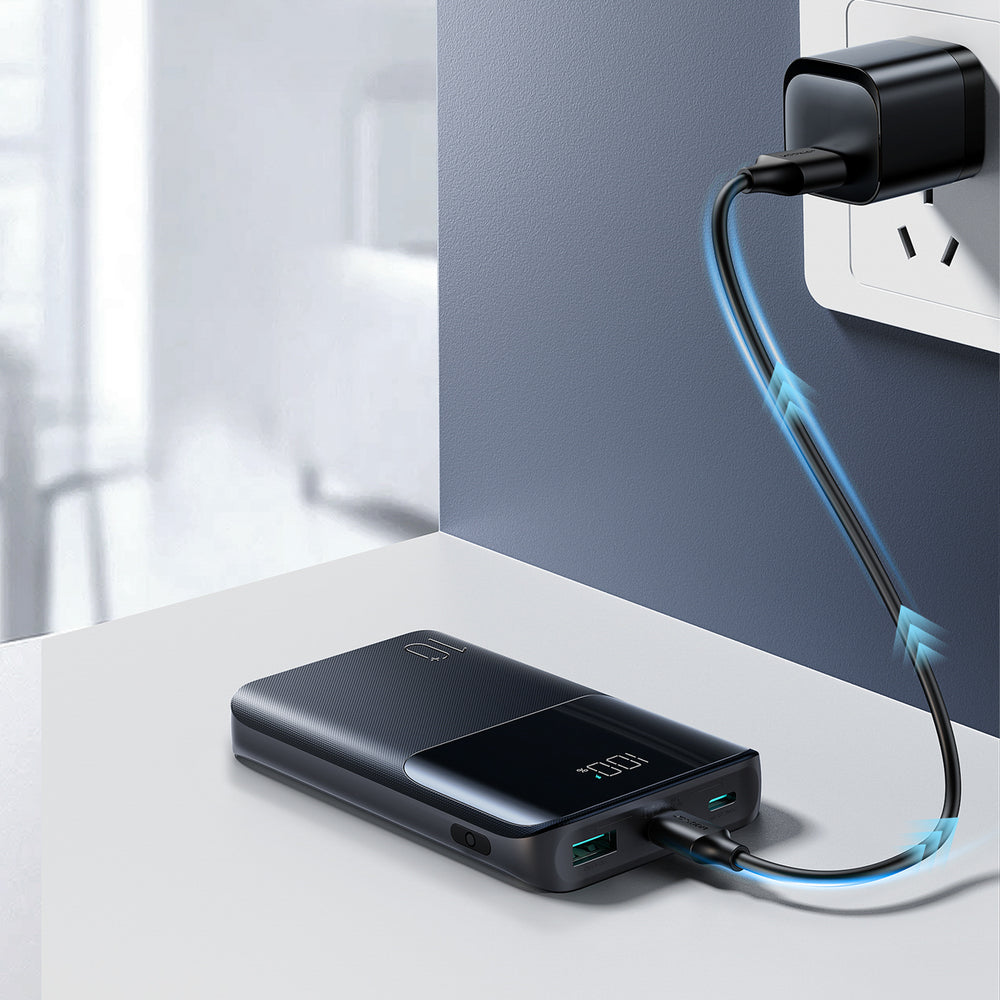 Joyroom JR-QP191 Star Series Mini 10000mAh 22.5W Powerbank med digital skærm - sort