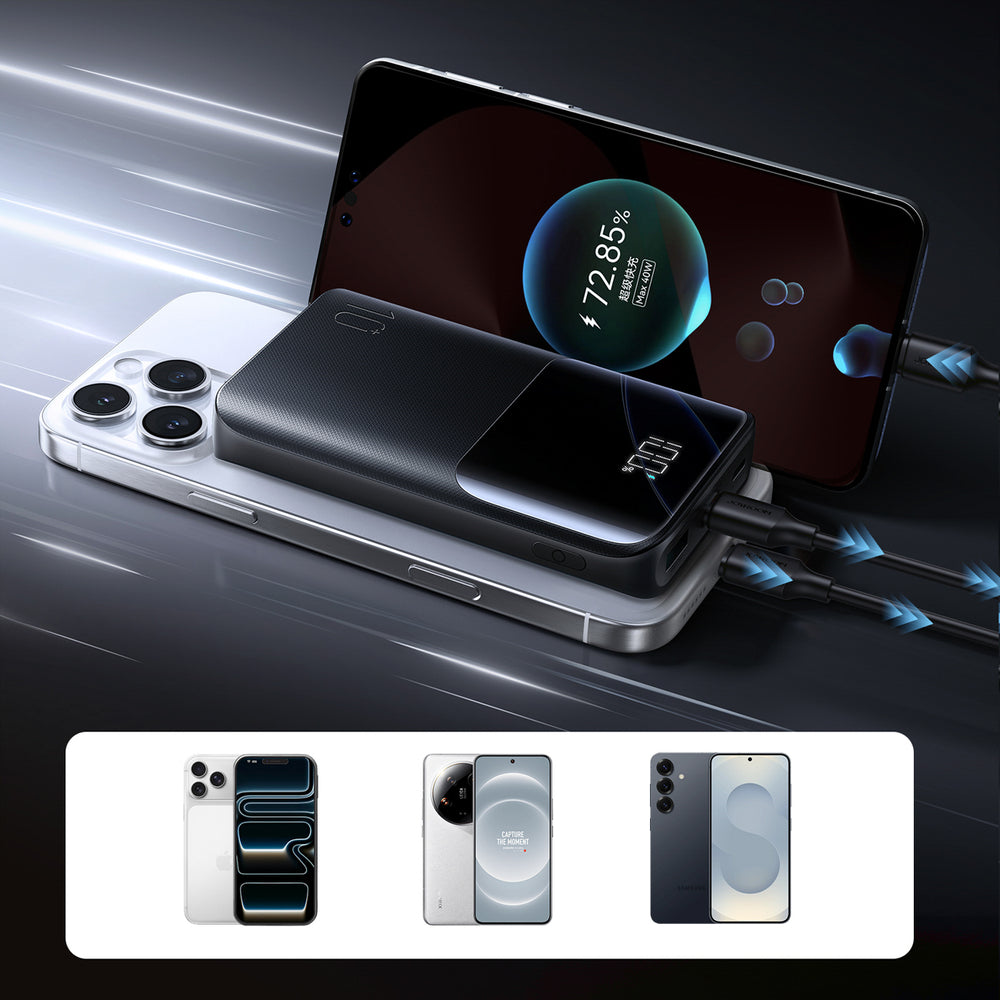 Joyroom JR-QP191 Star Series Mini 10000mAh 22.5W Powerbank med digital skærm - sort