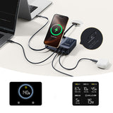Baseus NOMOS 140W Qi2 5-in-1 Wireless Charging Station with Retractable USB-C Cable and Digital Display - Black
