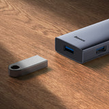 Baseus UltraJoy Series 6 in 1 Hub USB-C to 1 x HDMI4K@60Hz + 4 x USB-A 3.0 + 1 x USB-C PD - gray