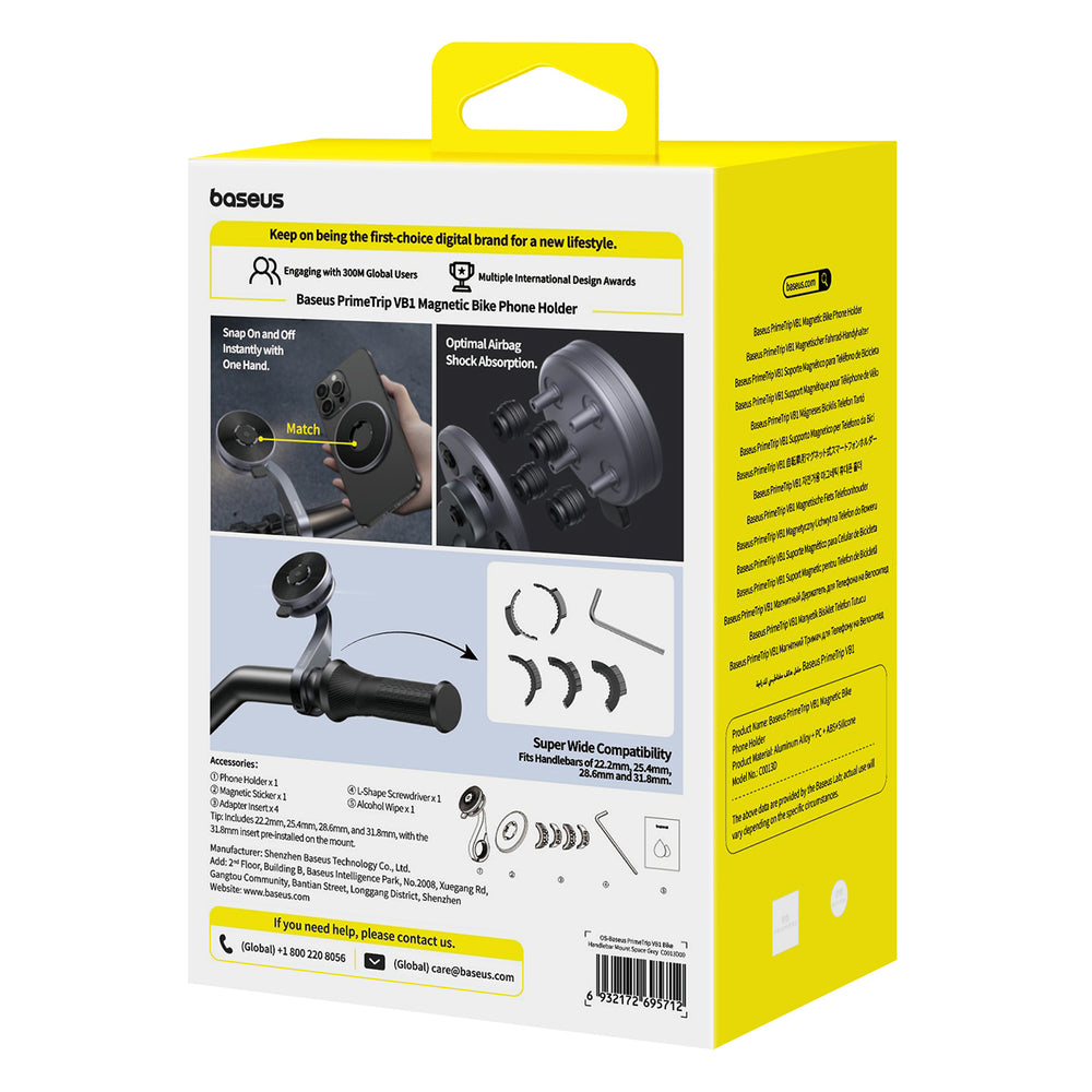 Baseus PrimeTrip VB1 Magnetic Handlebar Phone Holder - Gray
