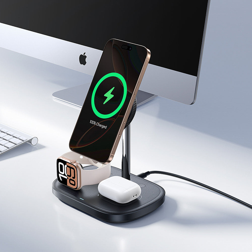 Baseus EnerFill FS41 3-in-1 Cooling Wireless Charger with EU Plug 45W and USB-C to USB-C Cable - Black