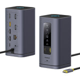 Baseus Spacemate hub USB-C 11in1 docking station 3xHDMI 4K 60Hz + 2xUSB-A (10Gb/s) + 1xUSB-C (10Gb/s) + RJ45 + 2xUSB-A (480Mb/s) + 1xUSB-C (PD) + 1xMinijack 3.5mm - gray