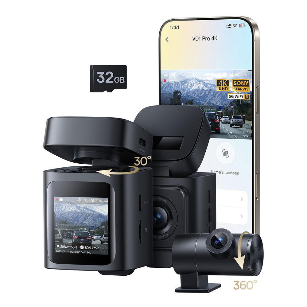 Baseus PrimeTrip VD1 Pro Car DVR 4K+1080p with Battery - Black