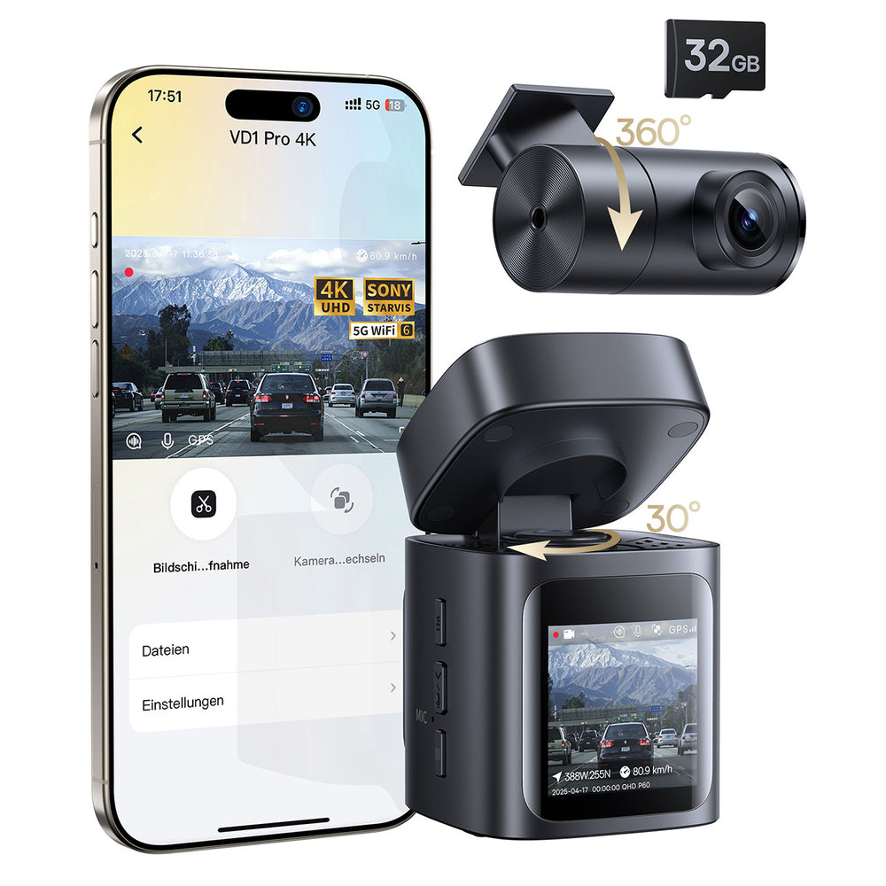 Baseus PrimeTrip VD1 Pro Car DVR 4K+1080p with Battery - Black